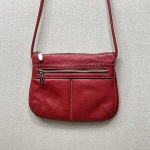 Tignanello Purse Crossbody Bag Red Leather Zip Pockets